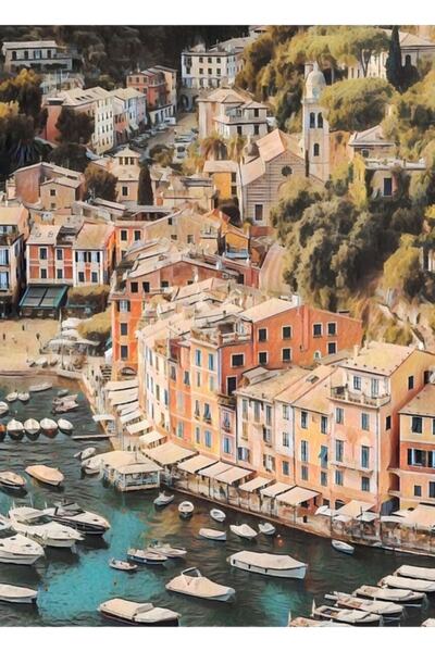 Universal Poster decorativ din lemn cu tablou Portofino