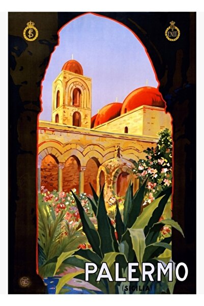 Universal Poster de călătorie Palermo Sicilia, tablou decorativ din lemn