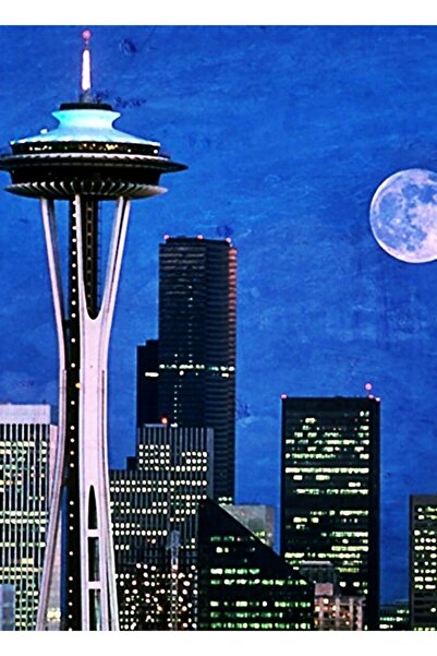 Universal Poster decorativ din lemn cu ace spațiale albastre Seattle