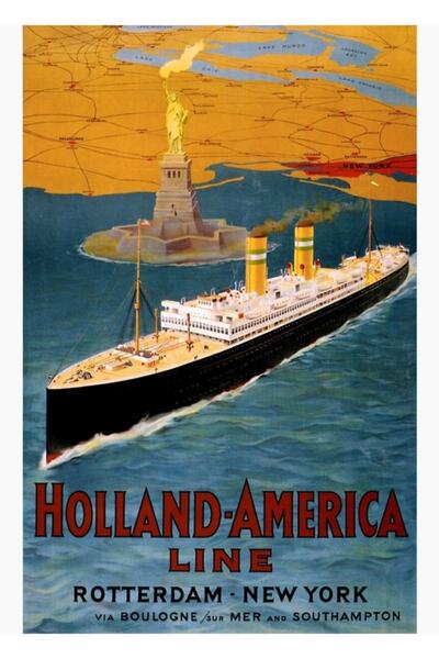 Universal Αφίσα Holland America Line, Ξύλινη Διακοσμητική Αφίσα, Ξύλινο Διακο...