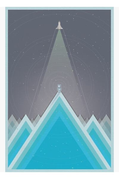 Universal Space Man Blue Painting Ξύλινη Διακοσμητική Αφίσα