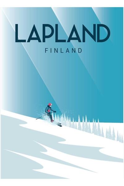 Universal Λαπλάνδη Φινλανδία Αφίσα Ταξιδιωτικών Αφίσας Εικονογράφηση Σκι Εικο...