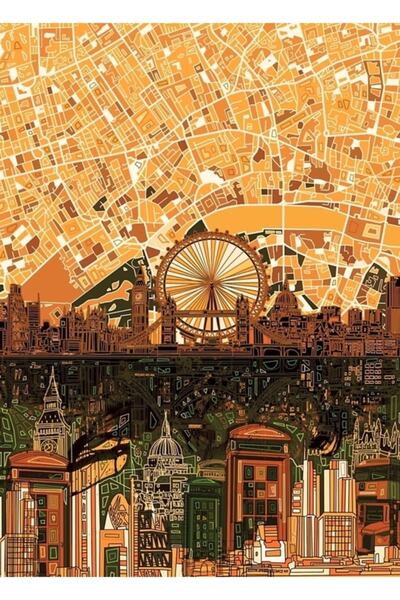 Universal Peisaj de Londra abstract 3 tablouri Poster decorativ din lemn