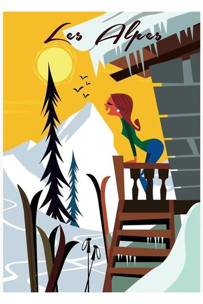Universal Poster Les Alpes Tablo Poster din lemn Decorativ