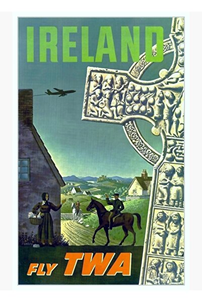 Universal Декоративен дървен плакат с картина на Ирландия за пътуване