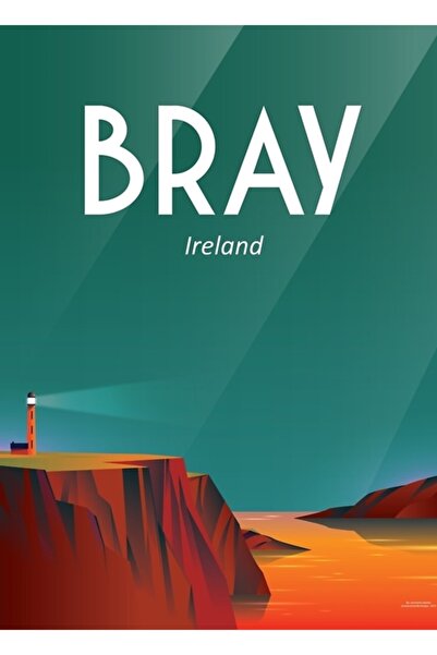Universal Bray Ireland Travel Poster Τέχνη τοίχου Εικονογράφηση Ζωγραφική Ξύλ...