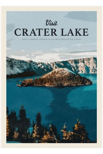 Universal Vizitați Lacul Crater, tablou decorativ cu poster din lemn