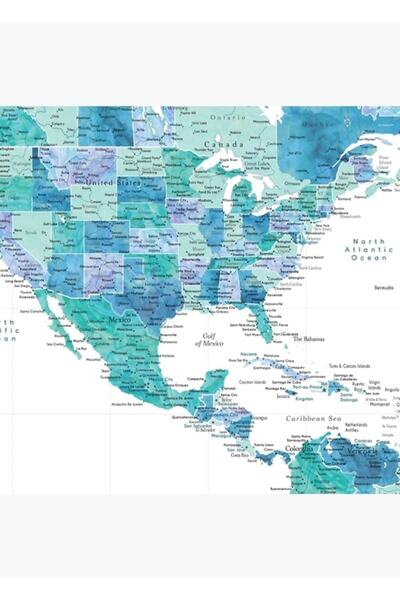 Universal Χάρτης Ηνωμένων Πολιτειών, Μεξικού και Καραϊβικής Θάλασσας, ζωγραφι...