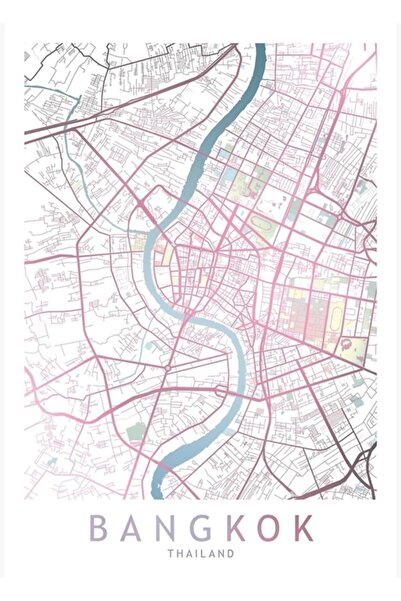 Universal Harta orașului Bangkok, Thailanda, Asia, Călătorii în lume, Cadou p...