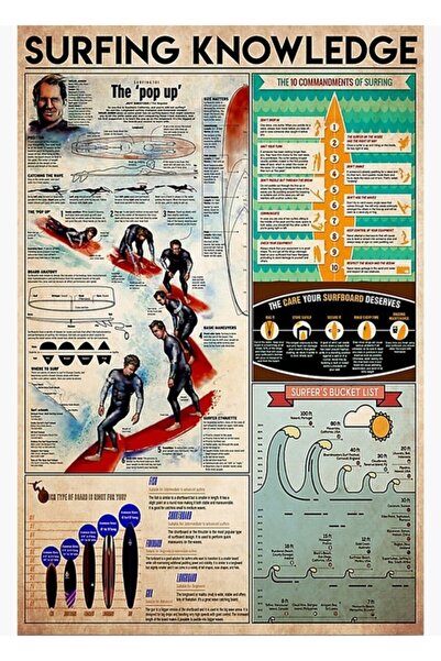 Universal Дървен декоративен плакат със сърфистки знания