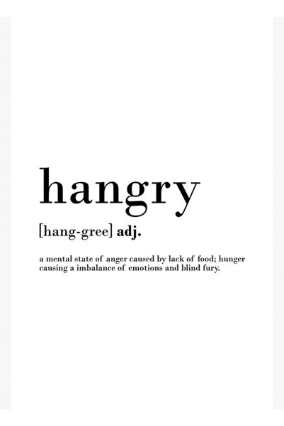 Universal Definicija "hangry" - smešan citat, slika, drveni poster, dekorativni