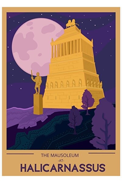 Universal Poster decorativ din lemn cu pictură a Mormâției de la Halicarnassus