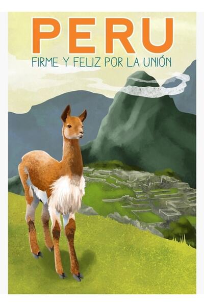 Universal Poster de călătorie în Peru, tablou decorativ din lemn