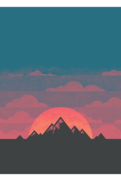 Universal Poster decorativ din lemn cu apus de soare pe munte