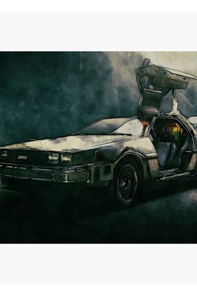 Universal Επιστροφή στο Μέλλον Delorean Ακουαρέλα Ξύλινη Αφίσα Διακοσμητική