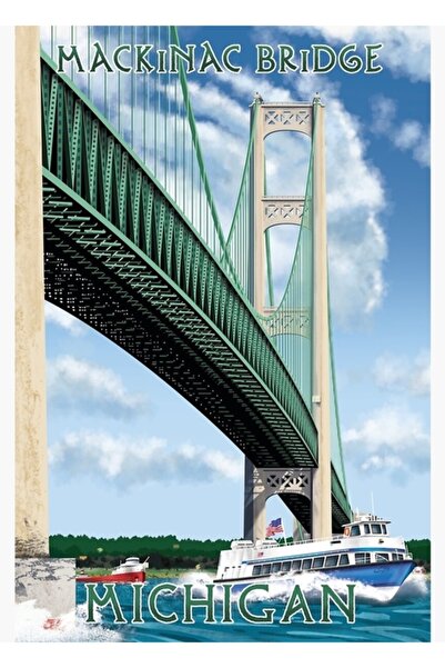 Universal Podul Mackinac, Michigan - Poster de călătorie, tablou, poster deco...