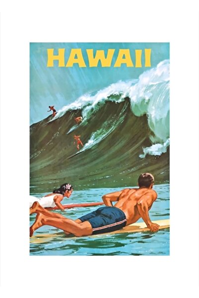 Universal 1960 Hawaii Big Wave Surf Trip Αφίσα ζωγραφικής σε ξύλινη αφίσα Δια...
