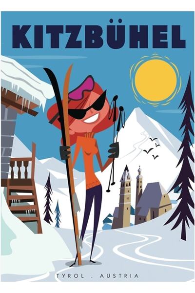 Universal Kitzbühel Αφίσα Σκι, Ξύλινη Διακοσμητική Αφίσα