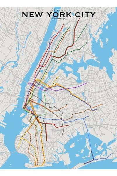 Universal Harta de transport public în orașul New York, tablou, poster decora...