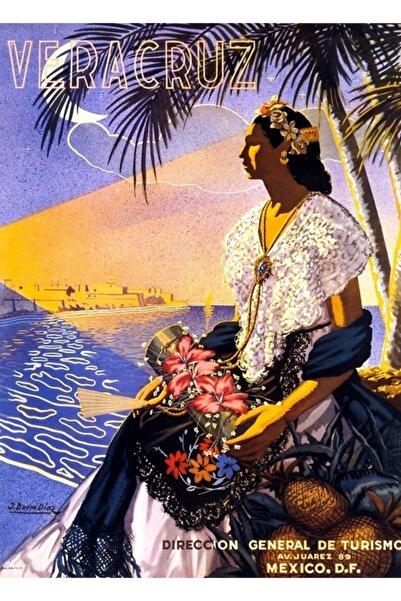 Universal Poster de călătorie Veracruz Mexic, pictură pe lemn, poster decorat...