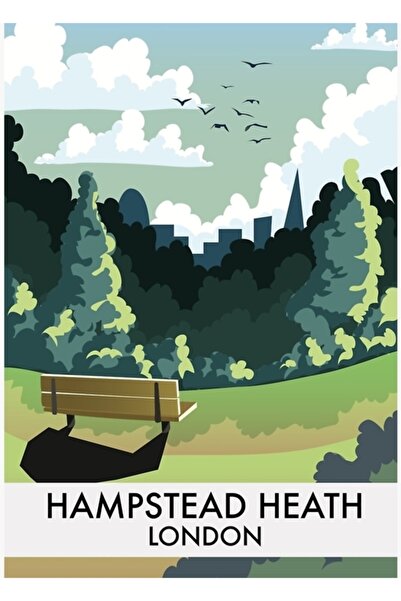 Universal Hampstead Heath Londra Tablo Poster decorativ din lemn