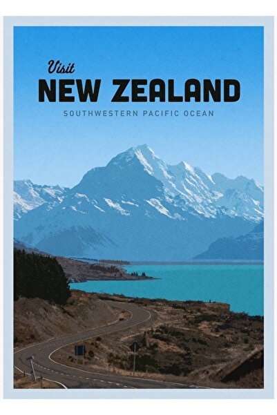 Universal Vizitați Noua Zeelandă Tablou decorativ cu poster din lemn