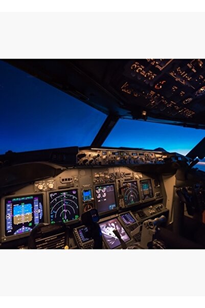 Universal Gün Doğumunda Boeing 737 Kokpit Tablo Ahşap Poster Dekoratif