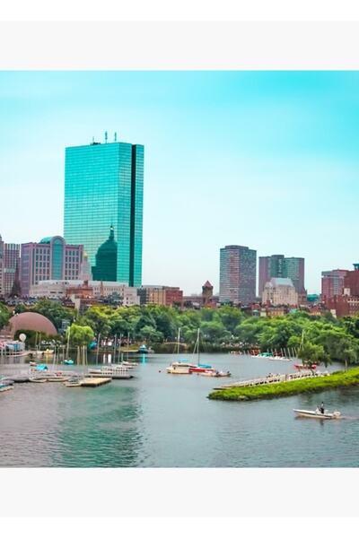 Universal Πίνακας με θέμα την πόλη της Βοστώνης πάνω από το ποτάμι Τσαρλς, ξύ...