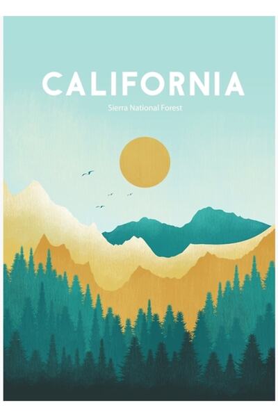 Universal Διακοσμητική ξύλινη αφίσα ταξιδιού στην Καλιφόρνια