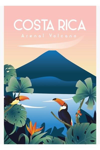 Universal Poster de călătorie Costa Rica, tablou decorativ din lemn
