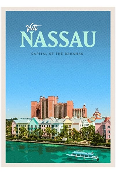 Universal Επισκεφθείτε την Nassau Tablo Ξύλινη Διακοσμητική Αφίσα