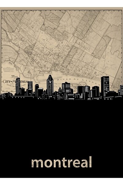 Universal Декоративен дървен постер със силует на Монреал