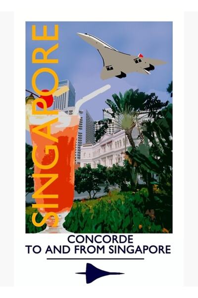 Universal Διακοσμητική ξύλινη αφίσα σε στυλ Concorde Singapore