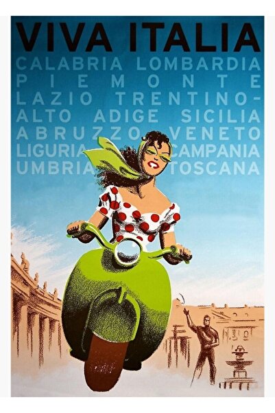 Universal Красива жена пътува по Италия, Рекламен плакат за пътувания, Дървен...