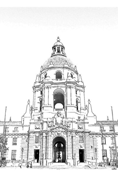 Universal Δημαρχείο Πασαντίνα. Ξύλινη Διακοσμητική Αφίσα Ζωγραφικής