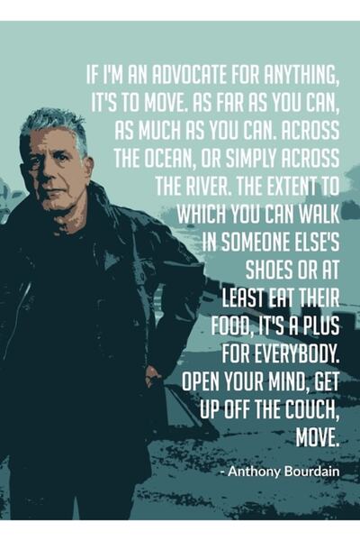 Universal Poster decorativ din lemn cu citat despre călătorii Anthony Bourdain