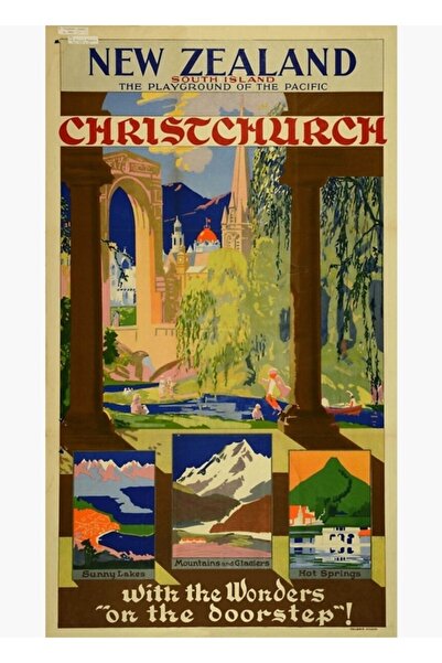 Universal Κράισττσερτς Νέα Ζηλανδία Ξύλινη διακοσμητική αφίσα ταξιδιωτικού χάρτη