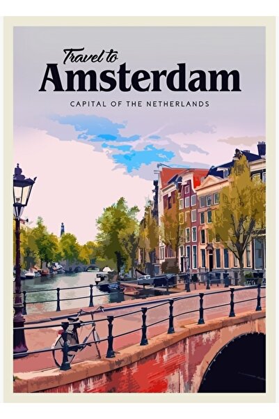 Universal Επισκεφθείτε την Ξύλινη Διακοσμητική Αφίσα Αμστερνταμ