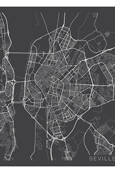 Universal Harta Sevillai, Spania - Poster decorativ din lemn, gri, pictat