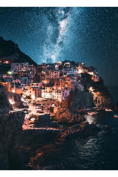 Universal Нощи със звездите Манарола Дървен декоративен плакат за маса