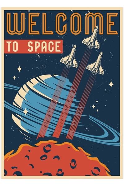 Universal Uzay Uzay Keşfi Tablo Ahşap Poster Dekoratifya Hoş Geldiniz