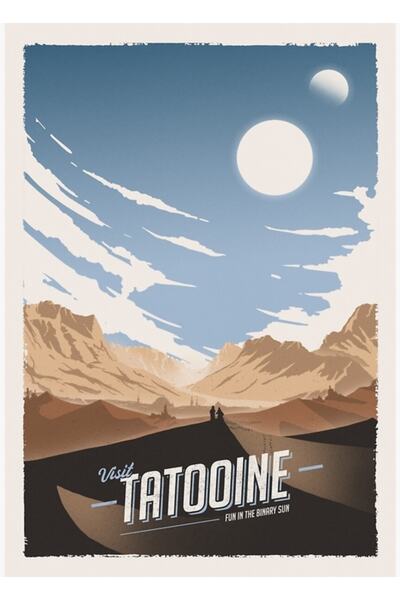 Universal Vizitați Tatooine Tablo, poster decorativ din lemn