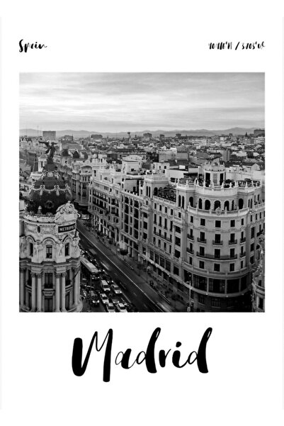 Universal Декоративен дървен плакат с картина на Мадрид