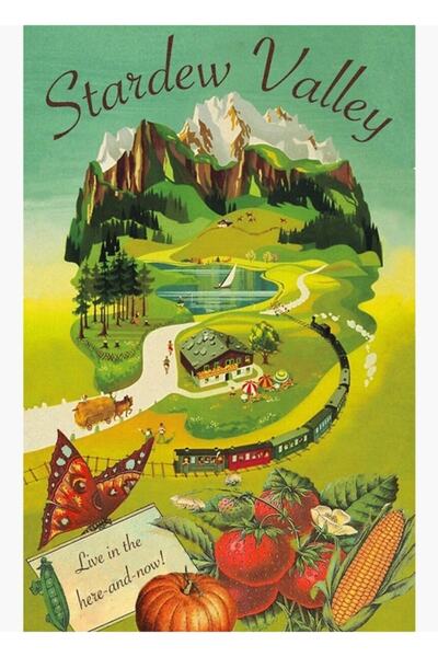 Universal Декоративен дървен плакат-картина на тема пътувания от Stardew Valley