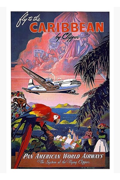 Universal Poster de călătorie în Caraibe, tablou decorativ din lemn