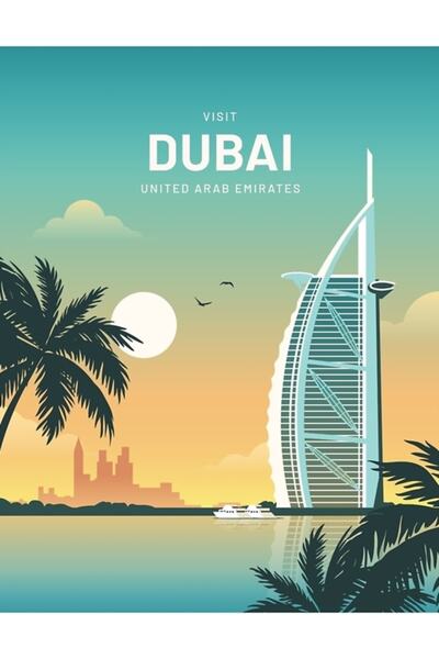 Universal Dubai Emiratele Arabe Unite Tablou de călătorie Poster din lemn dec...