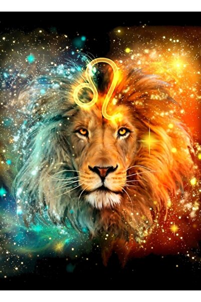 Universal Ζώδια - Ξύλινη Διακοσμητική Αφίσα με Ζώδια Λιοντάρι, Ξύλινη Ζωγραφική