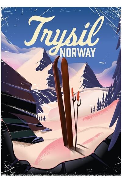 Universal Trysil, Norvegia Tablou poster de schi, poster decorativ din lemn