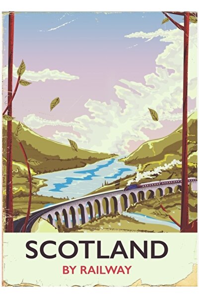 Universal Διακοσμητική ξύλινη αφίσα ταξιδιωτικών αφισών της Σκωτίας με το θέμ...