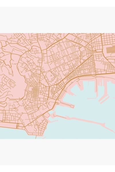 Universal Χάρτης της Νάπολης, Ιταλία, Ξύλινη διακοσμητική αφίσα από ξύλο ζωγρ...